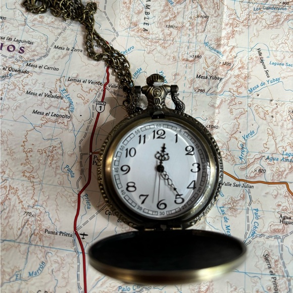antique style pocket watch with a bronze finish and a truck design on the front - Picture 9 of 11